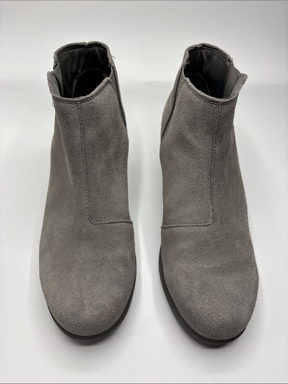 Sorel Evie II Grey Suede Leather Side Zipper Ankle Bootie Women’s Size 12